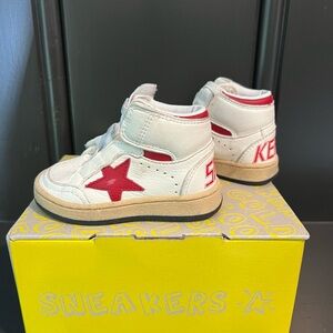 Golden Goose Sky-Star High-Top Sneakers White/Red Kids Size EU 19/US 4 $300